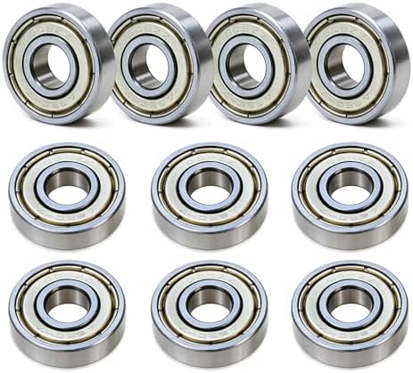 608-ZZ Ball Bearings, 10 PCS Double Metal Sealed Shielded Miniature Deep Groove Ball Bearings, for Skateboards, Roller Skates, and ect (8mm x 22mm x 7mm)