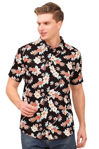 Image of Mens Printed Casual Shirts Short Sleeves Button Down Tropical Shirts