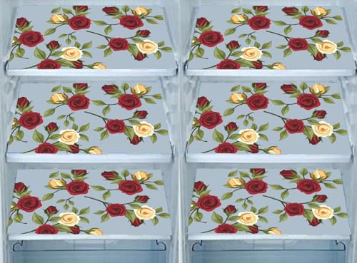 Image of DakshyaIndustries Pack of 6 PVC Printed Fridge Mat /Refrigerator Mat (Transparent)