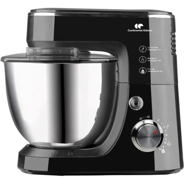 Robot pâtissier - CONTINENTAL EDISON - CERP800B2-800 W - 4,3 L - 10 vitesses + pulse - Noir