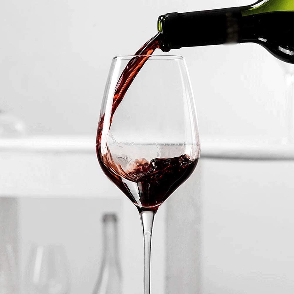 QUNINE Copas de Vino de Tallo Largo para Vino Tinto y Blanco, Copas de Vino Transparentes cristalinas sin Plomo sopladas a Mano de 14,5 oz para degustación de vinos y Bodas