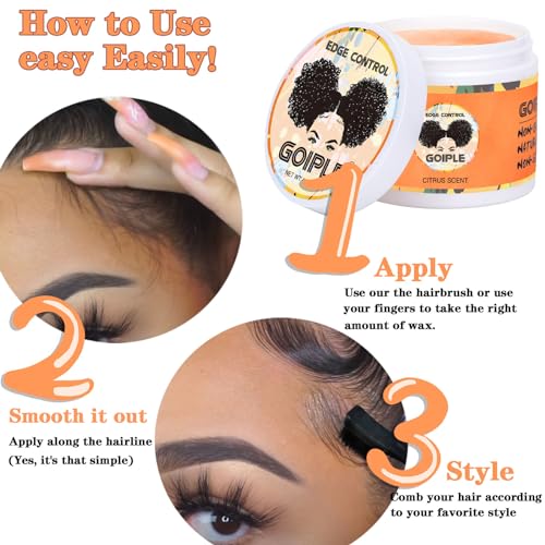 Edge Control Wax for Black Women - Strong Hold, Non-greasy Smoother for Black Hair, No Flaking or White Residue, Shine Hair Gel (Citrus Scent) - Image 6