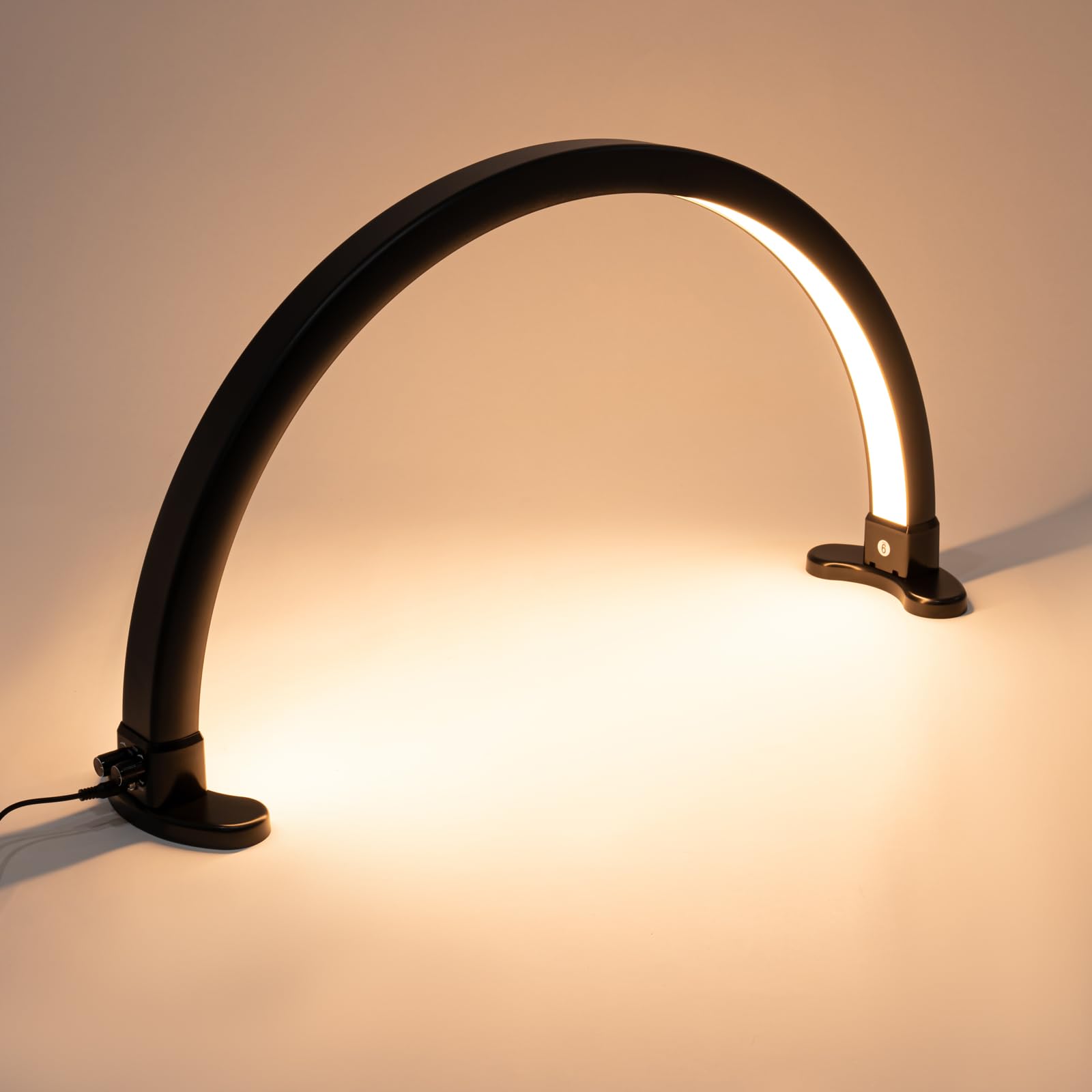 Halbmondlampe 45W LED Bogenlampe 2700-5600K Desktop Halbmond Lampe 3 Helligkeitsmodi Halbmondlicht für Nageltisch, Schönheit, Maniküre, Tätowieren, wimpern (Schwarz)