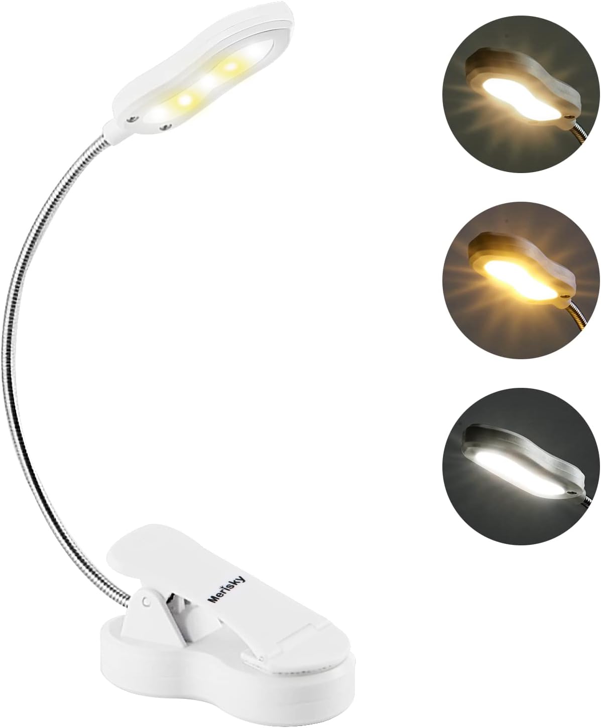 Rechargeable Book Light Clip on Merisky LED Book Light for Reading in