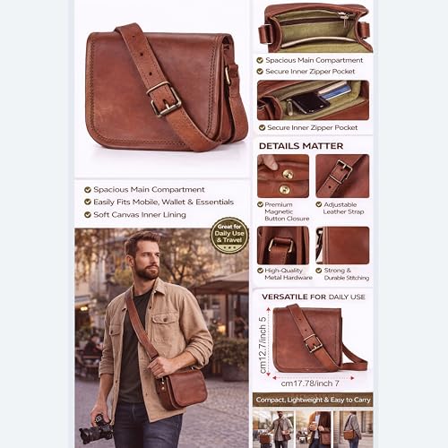 cuero 7 inch Small Handmade Crossbody Shoulder Genuine Leather iPad/Tablet Vintage Messenger Bag For 6.5 inch iPad Pro for Women Men by cuero - Image 4