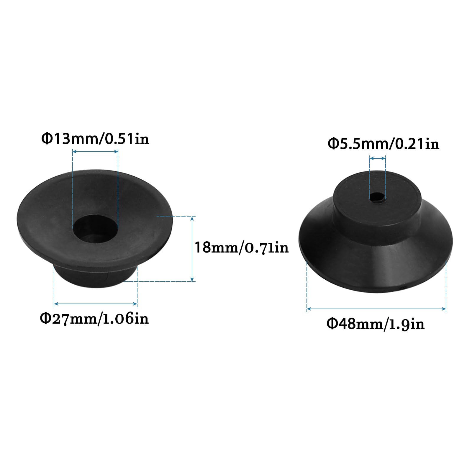 4 Piedini In Gomma Per Mobili E Macchine | 48x18 Mm | Antiscivolo E Antivibranti