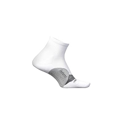 Feetures Elite Light Cushion Quarter Crew Cut Socks Shoes White 1