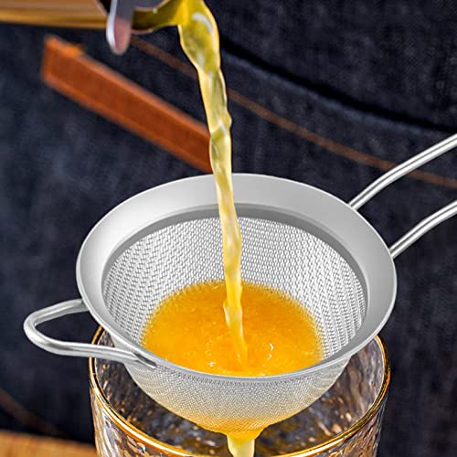 Teamfar Fine Mesh Strainer, 3.3’’ Stainless Steel Tea Strainer Small Conical Cone Mesh Strainer For Cocktails Coffee Juice Tea, Healthy & Easy Clean, Long Handle & Hanging Loop, (Set Of 2, Silver) #TOP6