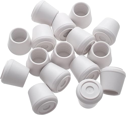 Miniatura 75 de Furnigear Tapas para patas de silla, puntas de goma antideslizantes de 1-1/2 pulgadas de diámetro interior, protectores de suelo redondas blancas
