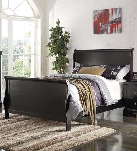 Modern-Eastern-King-Bed-Frame-Sleigh-Style-Headboard-Footboard-Black-Color-Plywood-Construction Modern Eastern King Bed Frame Sleigh Style Headboard Footboard Black Color Plywood Construction
