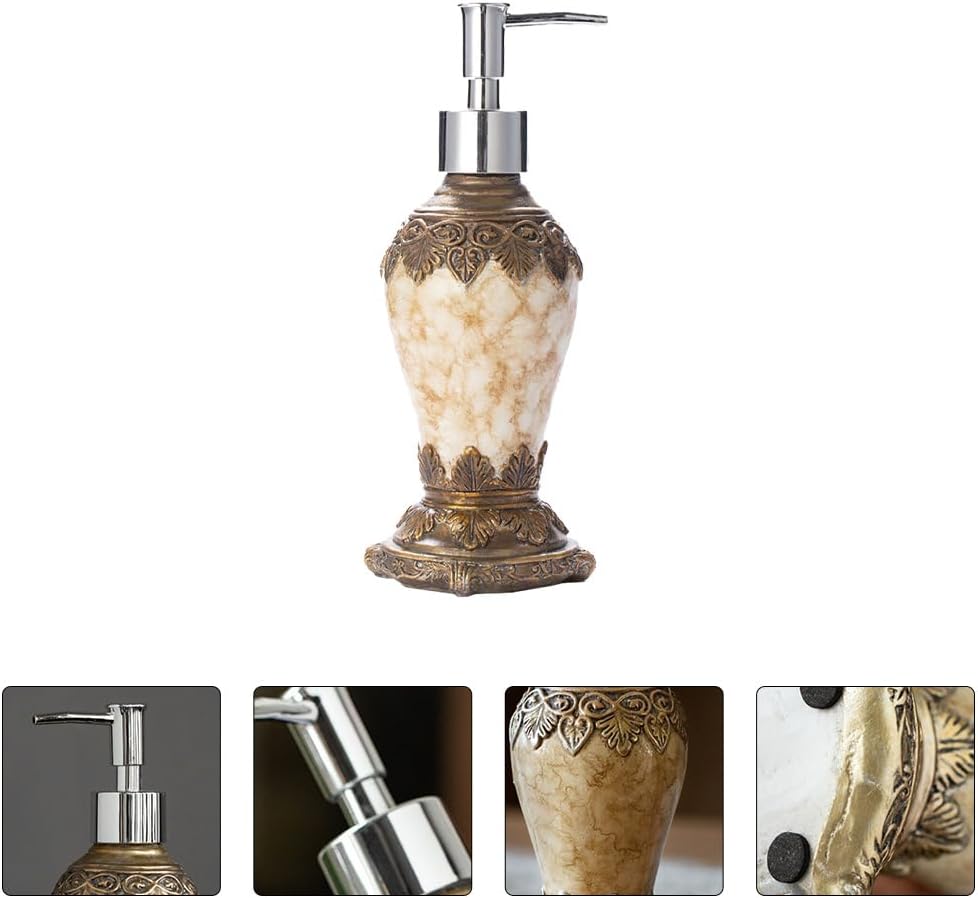 Beaupretty Shower Gel Dispenser Bottle 10Oz Vintage Agate Liquid Soap Dispenser with Leak-Proof Pump for Shampoo Conditioner Lotion Bathroom Kitchen Use - Image 2
