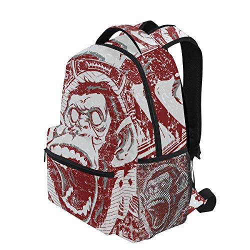 TFONE Vintage Animal Gorilla Pattern Backpack Boys Girls School Bookbag Back Pack Camping Hiking Travel Daypack for Women Men - Thumbnail 6