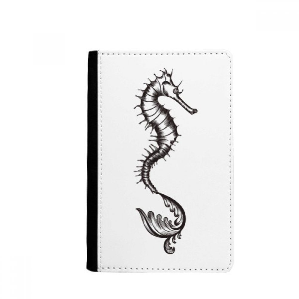 DIYthinker Hippocampus Marine Life Black Illustration Passport Holder Notecase Burse Wallet Cover Card Purse