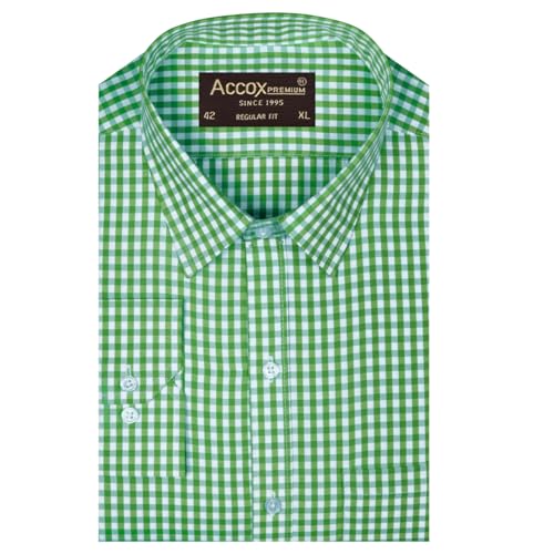 Image of ACCOX Men's Breathable Cotton Long Sleeves Checkered Regular Fit Shirt (GCR502)