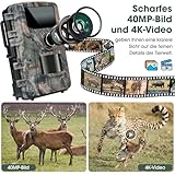 Nigecue 4K 40MP Wildkamera mit Bewegungsmelder Nachtsicht, Wildtierkamera mit 32GB Speicherkarte...