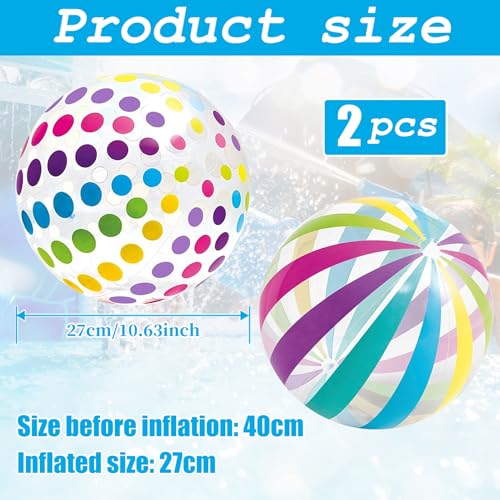 2 Stück Wasserball Aufblasbar,Pool Kinder Spielzeug,Wasserspielzeug Ball für Strand,Wasser Outdoor Spiele,Party Erwachsene Aufblasbarer Strandball,Bunt Poolspielzeug 40cm