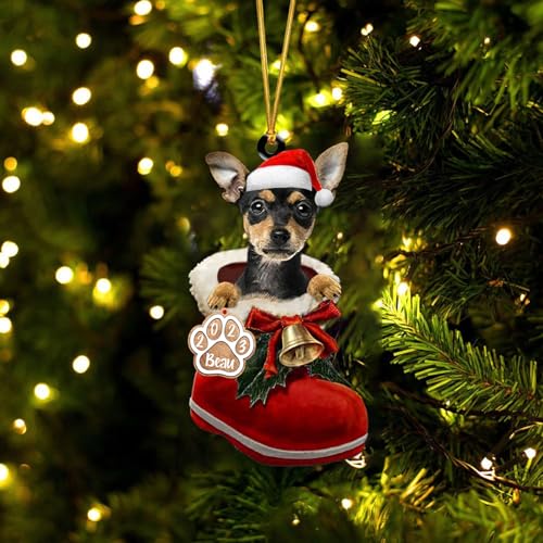 Personalized German Pinscher Ornaments - Santa Boot Christmas German Pinscher for Tree