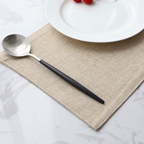Placemats By Demetex Set Of 6 Heat Resistant Dining Table Place Mats Cloth Placemats Kitchen Table Mats Indoor Outdoor Placemat, Light Linen #TOP4