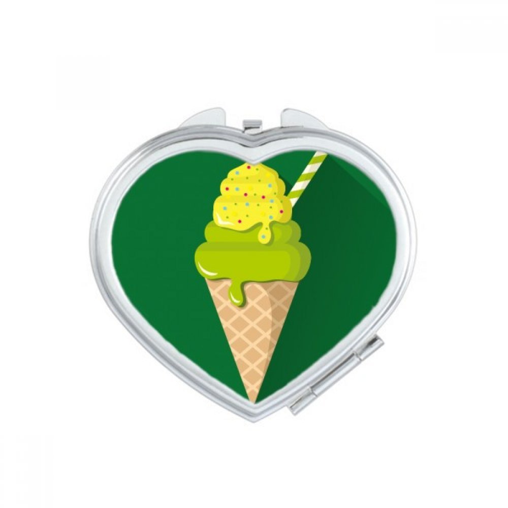 Miroir de poche à la main vert matcha, cadeau mignon en forme de glace