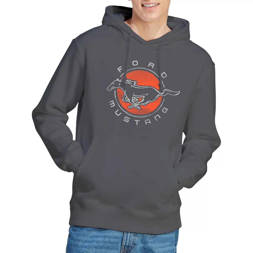 Ford Unisex Mustang Circle Hoodie Charcoal Grey Small