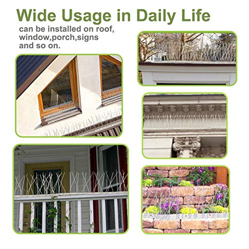 Valibe Bird Spikes Stainless Steel 60ft Coverage 56 Pack for Pigeons Small Birds Outdoor Use Bird Prevention Strips for Fence Crows Woodpeckers with 304 Stainless Steel Pins and Base Not Rusty