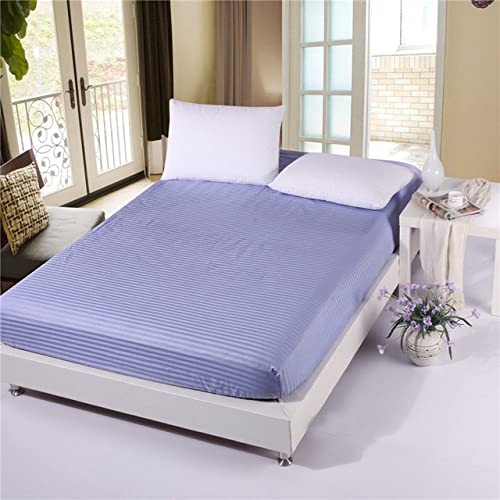 Drap housse en satin de coton supérieur rayé 160x200x26 cm - 2