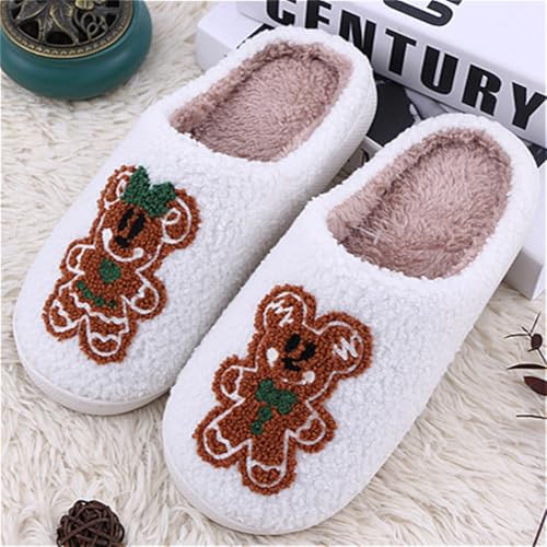 Christmas Plush Slippers for Women Cartoon Illustrated Plush Fur Slip On Warm Cozy Fuzzy Indoor Home Slipper2