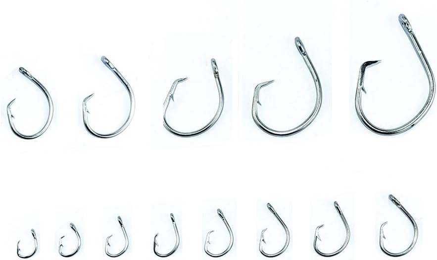 Stainless Steel 39960 Fishing Hooks Sea Fishhooks Circle Beak Hooks TOPIND Circle Bait Fishing Lures Hook Set Barbed Fishooks Fishing Tackle Set For Saltwater&Freshwater Carp Coarse Fishing Size 8/0-28/0
