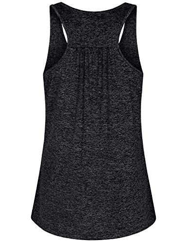 Yakestyle Activewear Tank Tops for Women Plus Size, Workout Yoga Active Running Gym Racerback Sport Athletic Training Fitness Walking Loose Lightweight Fast Dry Sleeveless Shirt, Light Grey 3X