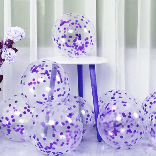 Image of AMFIN (Pack of 50) Confetti Balloons with Matching Ribbion, Party Decoration Items - Purple