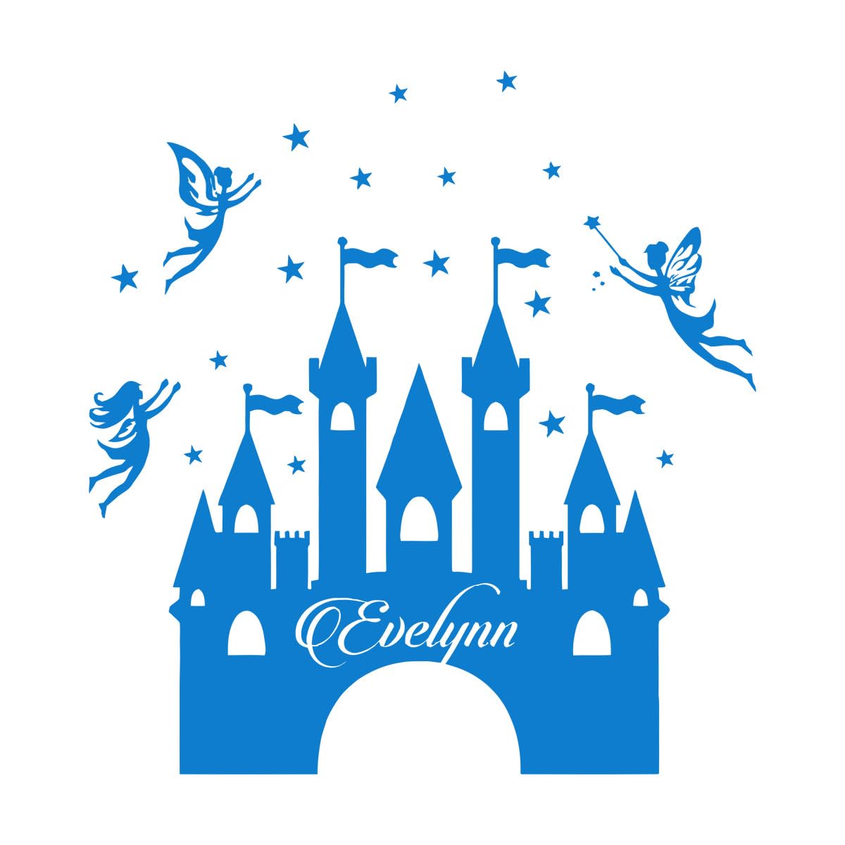 Princess Castle Wall Decals Personalized Name Magical Fairies Vinyl Wall Stickers Girls Name Custom Girls Bedroom Decor Large - 58x61cm — image 1