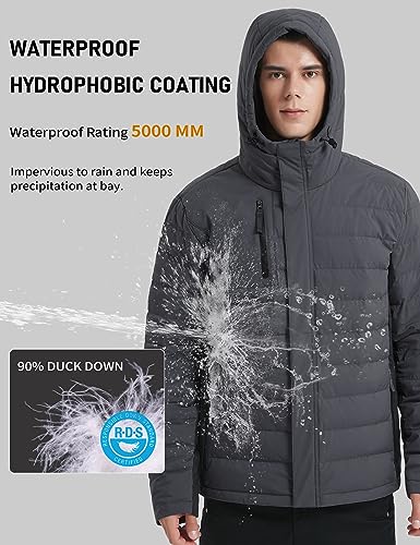 Image of Lesmart Men Down Jacket Puffer Winter Jacket with Hooded Packable Lightweight Windproof Insulated Warm Coat