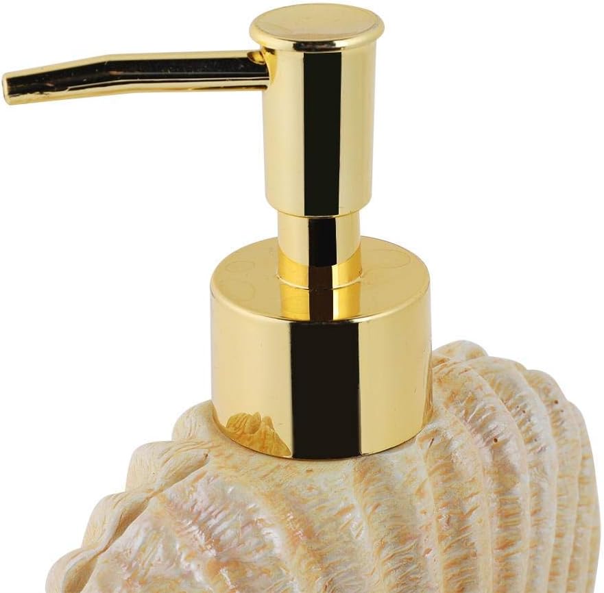 Shell Lotion Dispenser Bottle, Decorative Leak Pump Container for Bathroom Kitchen Plastic Electroplated Press 300ml 1 Pack