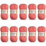 Wollidu Mila Garn zum Häkeln und Stricken 10 x 50g/133m Strickgarn 100 % Polyacryl Häkelgarn Lachs