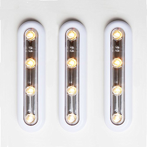 Set of 3 Gemini Stick-On Warm White LED Battery Touch Lights- Batteries Included