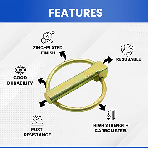 6 Pcs Of Lynch Pin Assortment (5/16”X1-3/4”) For Trucks, Tractors, Trolleys, Lawn Mowers, & Trailers #TOP3