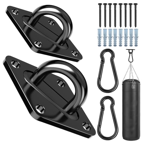 Morzejar Heavy Duty Black Hammock Hooks Screws Bolts Included Over 1700 lb Rust-Resistant Swing Hook Hardware M10 Hanging Kit for Porch Yoga Seat Trapeze (Indoor/Outdoor)
