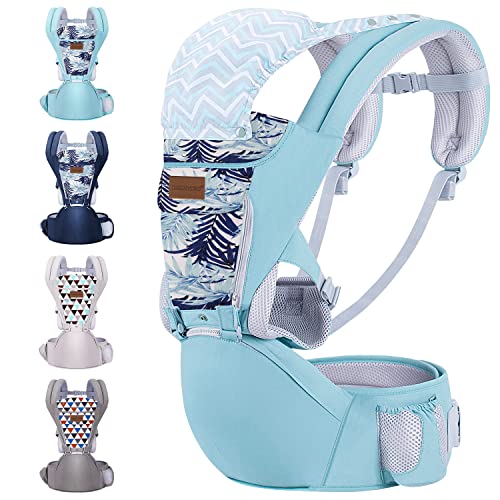 Image of Baby Wrap Carrier with Hip Seat, Windproof Cap, Bite Towel as Well as 6 and 1 Convertible Backpack, Cotton Sling for Infants, Babies and Toddlers