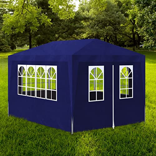 HOMIUSE 3x4 m Partyzelt Pavillon Faltpavillon Grillpavillon Verkaufsstand Gartenpavillon Gartenlaube Party Zelt Groß Bierzelt Faltzelt Pavillion Klappbar Faltbar Grill Pavillions Blau