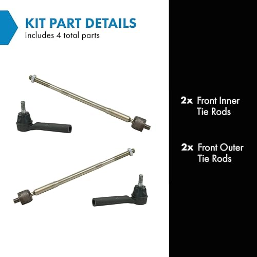 Vista 262 de TRQ - Juego de barras de acoplamiento delanteras interiores y exteriores