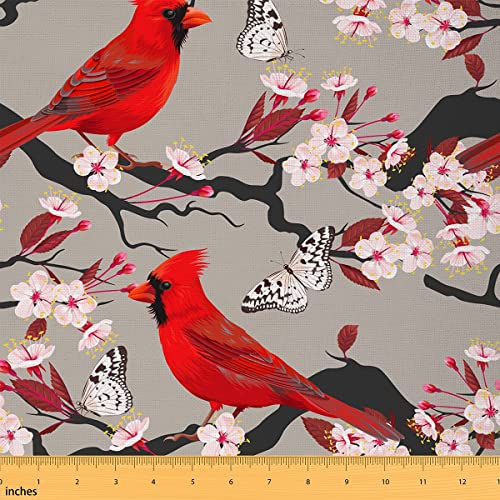 Tissu d'ameublement imperméable pour perroquets rouges, oiseau, papillon, animal, maison,...