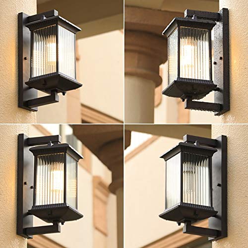 Applique lanterne extérieure E27 en aluminium et verre rétro pour villa