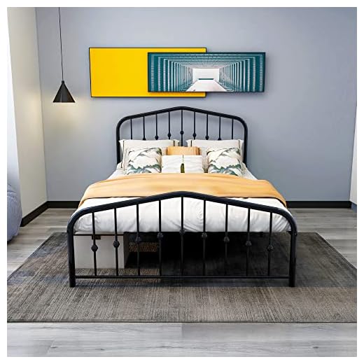Albearing Metal Bed Frame Full Size with Headboard and Footboard Mattress Foundation No Box Spring Needed with Steel Slat Support(Full，Black