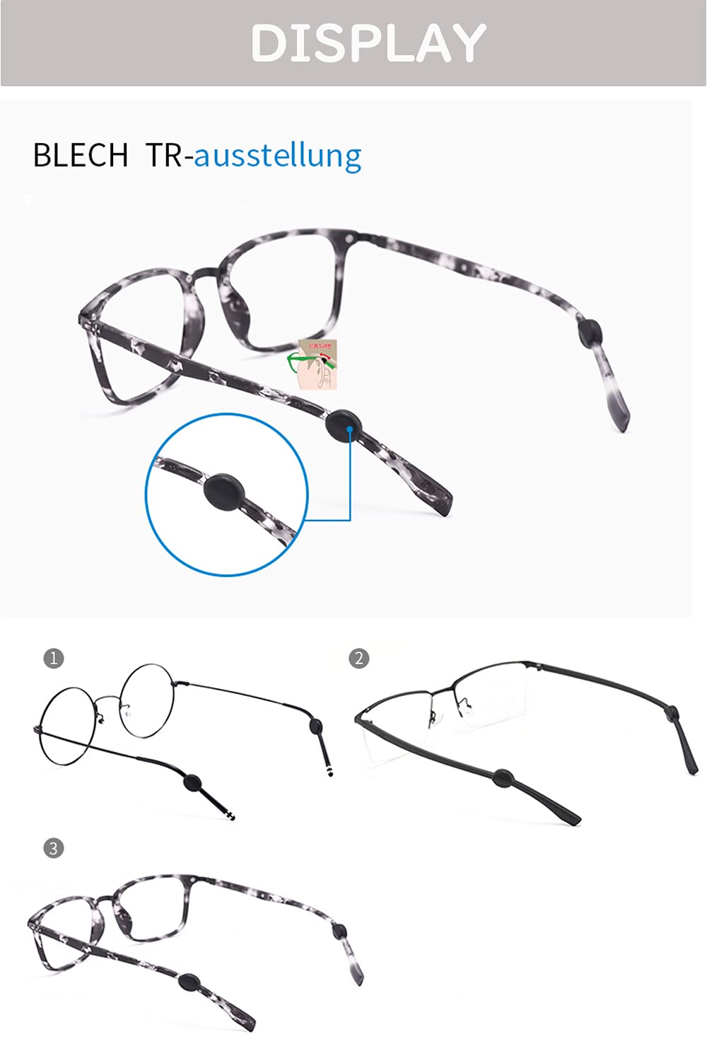 OPUGIT Silicone Eyeglasses Temple Grips Retainer, Mini Round Eyewear Retainer, Anti-Slip Glasses Retainers - Image 4