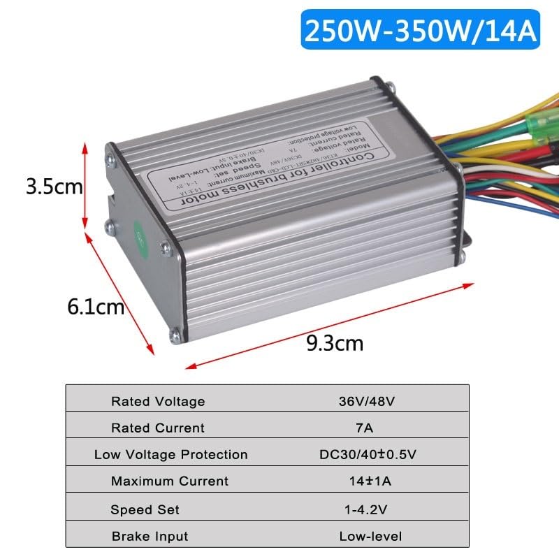 Centralina Monopattino Elettrico Controller bici elettrica 36V 48V Controller Ebike Sensorless 250W 350W 500W 750W 1000W 1500W Controller Dual Mode onda sinusoidale Centralina Bici Elettrica(Color:36V