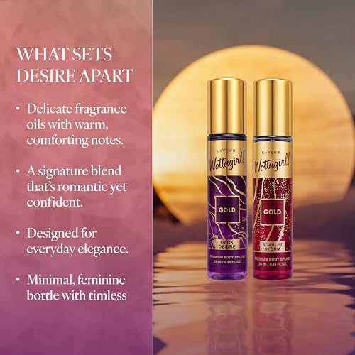 Image of Layer'r Wottagirl Gold Premium Body Mist Combo for Women, 25ml x 2 | Dark Desire & Scarlet Storm | Long-Lasting Spicy Woody & Floral Fragrance | Travel Size Perfume Set | IFRA Certified