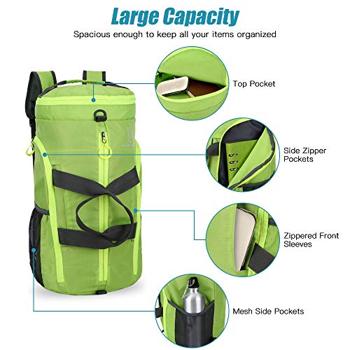 Ajcoflt Leve Packable Gym Sports Duffel Bag Outdoor Camping Caminhadas Viagem Dobrável Mochila Ombro