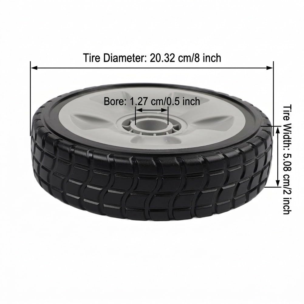 Ruedas para cortacésped HRR216 HRS216 HRT216, neumáticos delanteros y traseros de 8 x 2 pulgadas con orificio de 1/2 pulgada, para kit de repuesto compatible con 44710-VL0-L02ZB 42710-VE2