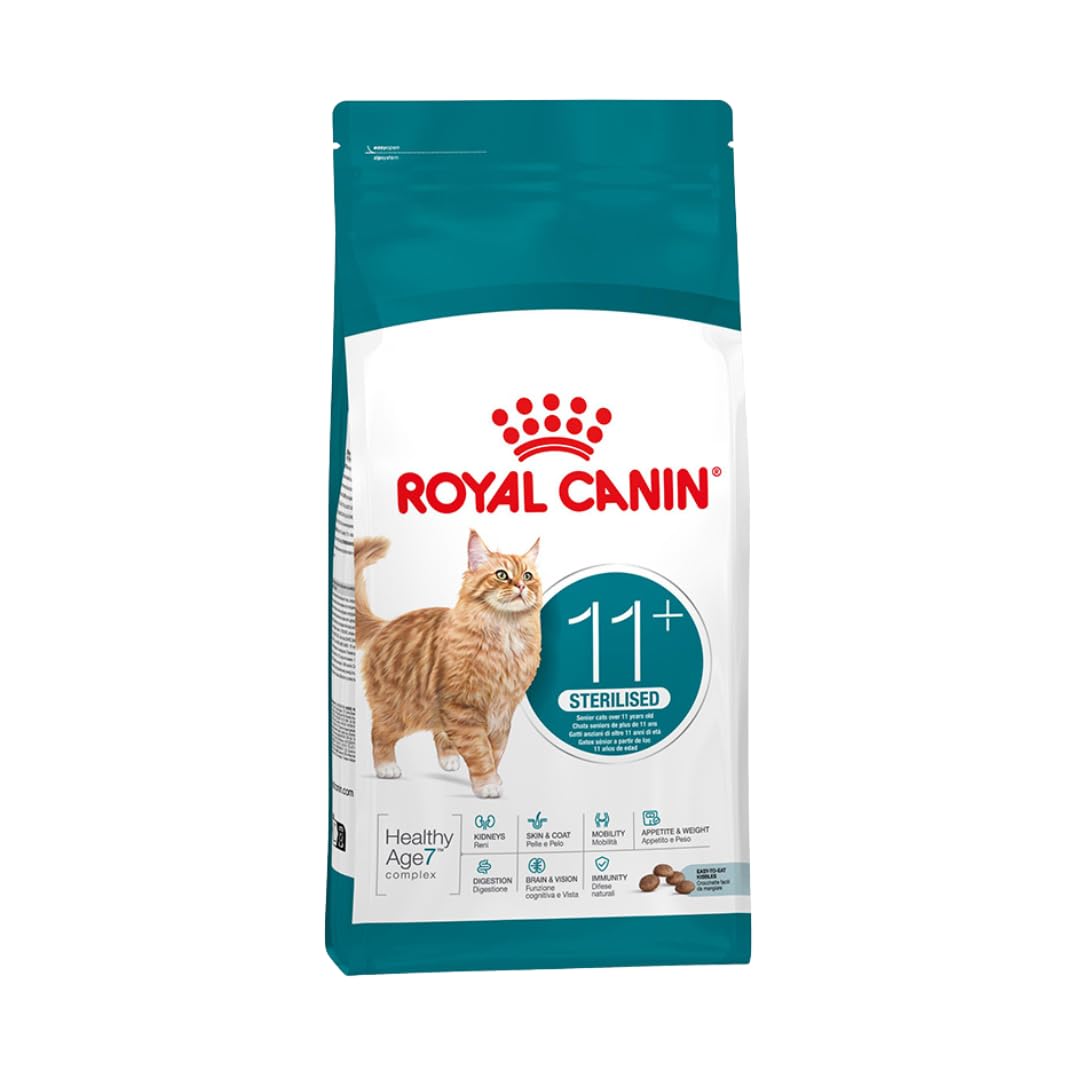Royal Canin Ageing Sterilised 11+ | 4 kg | Alimento seco para Gatos esterilizados a Partir de los 11 años | Fórmula con el Complejo HealthyAge7™ | Contiene croquetas fáciles de Masticar