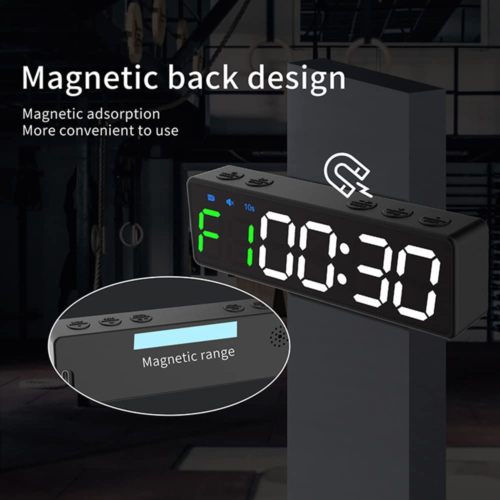 Mini cronómetro de Gimnasio, cronómetro Recargable, Reloj de Cuenta atrás/Arriba portátil con Parte Trasera magnética para Gimnasio en casa, Entrenamiento de Fitness